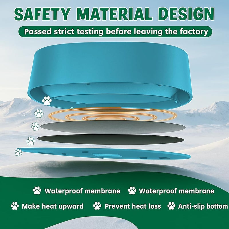 Higoro Heated Water Bowl for Dog Cat, Outdoor Warming Dog Bowl with Chew Resistant Power Cord, Waterproof Heat Pet Bowl Smart Heating in Winter Antifreeze for Dog Cat Chicken Duck, 125 fl oz (Teal Blue) - Image 5